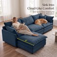 thumbnail image 5 of EHANCIS 105" Modular Sectional Sofa, 3 Seater Chenille L Shape Couch with Ottoman, Blue, 5 of 11