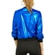 thumbnail image 3 of Chaqueta bomber corta con cremallera metálica y cuello de pie para mujer INSPIRE CHIC 2XL azul, 3 of 7