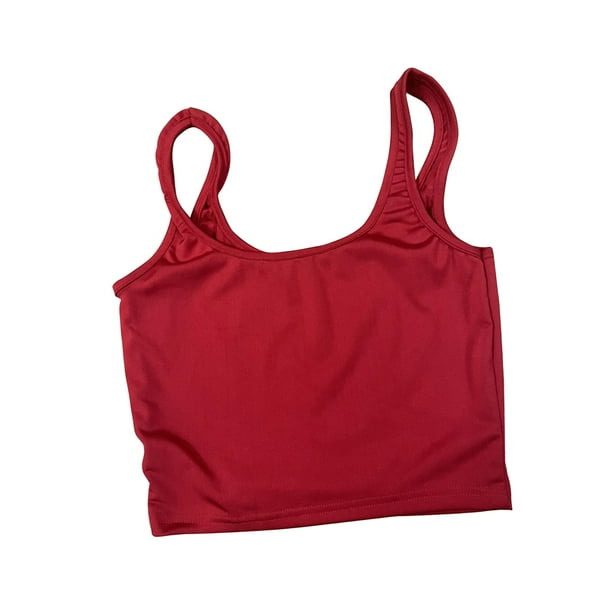 Top corto para mujer camiseta sin mangas corta con tirantes anchos a la moda para hacer ejercicio caminar descansar gimnasio Rojo Bodega Aurrera en linea