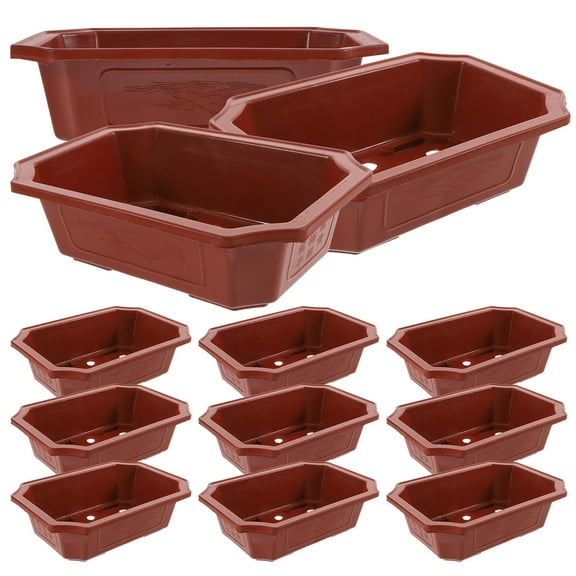 WASHWEPE 12Pcs Coffee Brown Decorative Planter Pots for and Plant Enthusiasts 9.4x6.7x2.8in