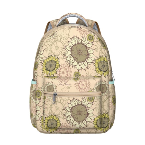 Sac à Dos pour Étudiants Motif Tournesol Floral Confortable et Durable avec Œuvre d'Art Tournesol Doré et Abeille