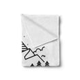 thumbnail image 2 of Silhouette Soft Flannel Fleece Throw Blanket, Trees Cliffs River Flow Night Time Rounded Picture Basic Design, Cozy Plush for Indoor and Outdoor Use, 70" x 90", Charcoal Grey and White, by Ambesonne, 2 of 5