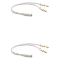 thumbnail image 4 of Tholdsy Auriculares negros de 3,5 mm, cable de audio para auriculares, micrófono Y adaptador divisor, 1 a 2 , cable conectado a PC portátil blanco 2Conjunto, 4 of 6