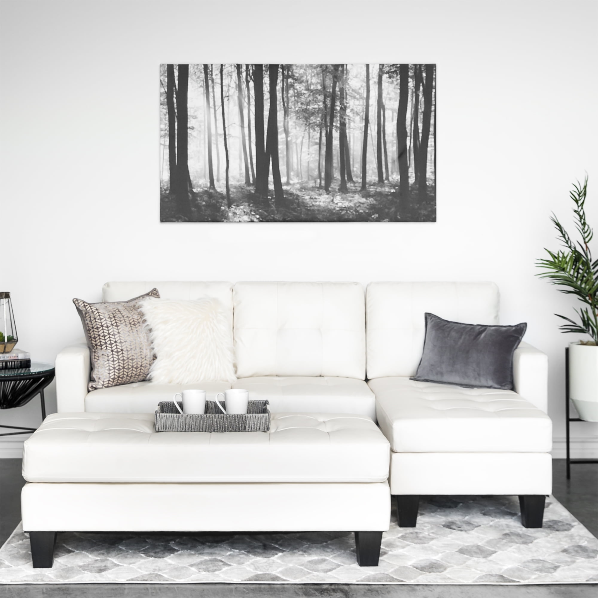 Best Choice Products 3 Seat L Shape Tufted Faux Leather Sectional