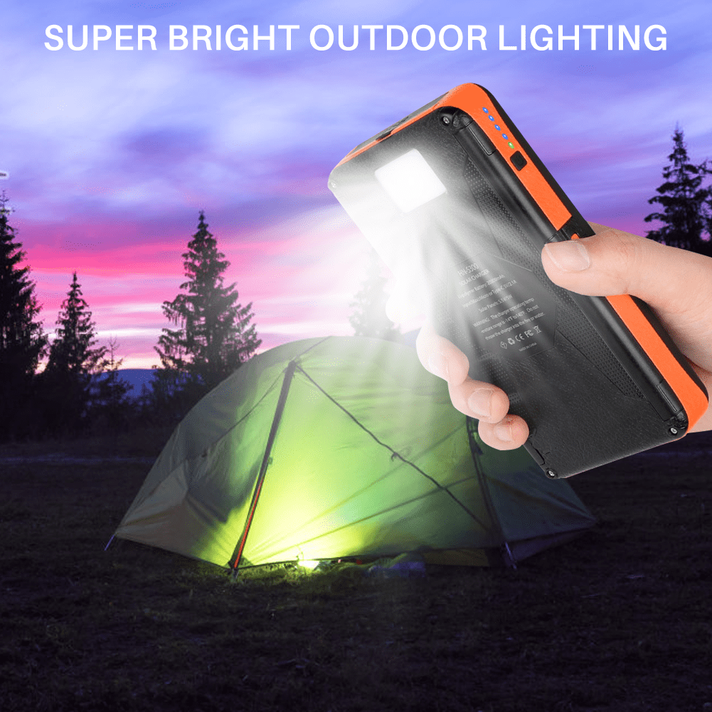 OWNTECH Portable Solar Charger for iphone android, 30000mah Power Bank with 4 Solar Panel and Compass