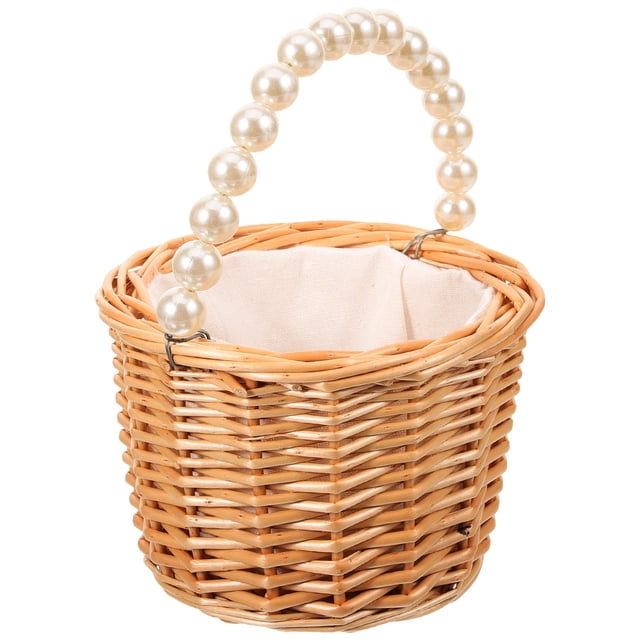UPGRATOR Cesta De Flores Tejida Con Asa Y Detalle De Ideal Para Uso En Casa