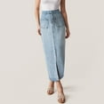 thumbnail image 4 of vigerkar Women’s Denim Jean Long Skirt Low High Waisted Casual Cute Skirts with Pockets Y2K Summer Sexy 2025 Trendy Blue, L, 4 of 6