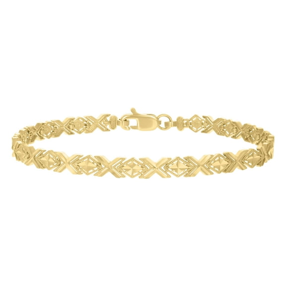 10k Yellow Gold Womens Square Link Bracelet Size 8 Inches for Women