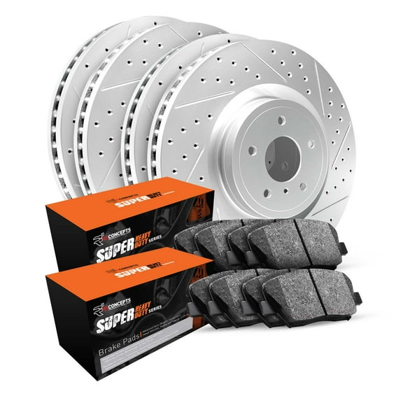 R1 Concepts Front Rear Brakes and Rotors Kit |Front Rear Brake Pads| Brake Rotors and Pads| Super Duty Brake Pads and Rotors WBXN2-99034
