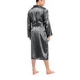 thumbnail image 3 of FANNYC Men's Pajamas Bathrobes Long Sleeve Smooth Sleepwear Cardigan Nightgown Glossy Bathrobe Loose Casual Loungewear Pajama Robe,S-2XL, 3 of 6