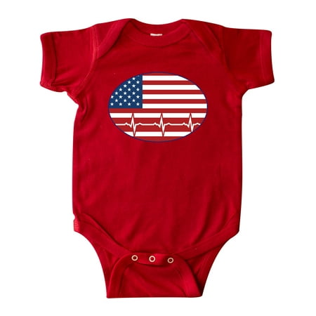 

Inktastic Heartbeat US Flag Nurse EMT Doctor Gift Baby Boy or Baby Girl Bodysuit