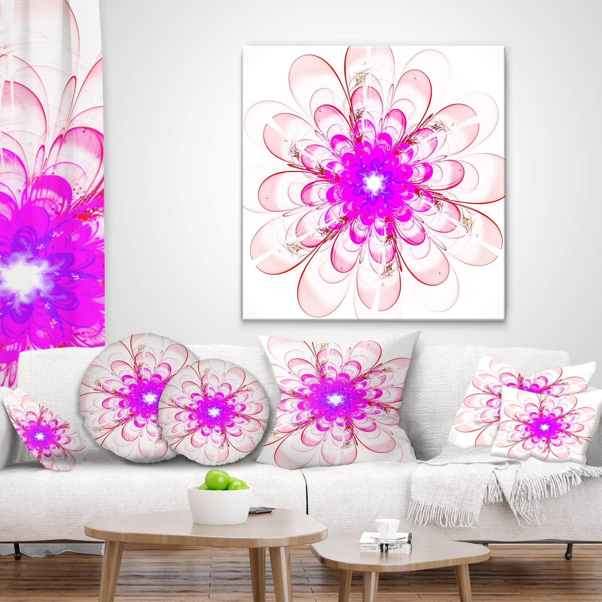 Designart 18" x 18" Pink Polyester Throw Pillow