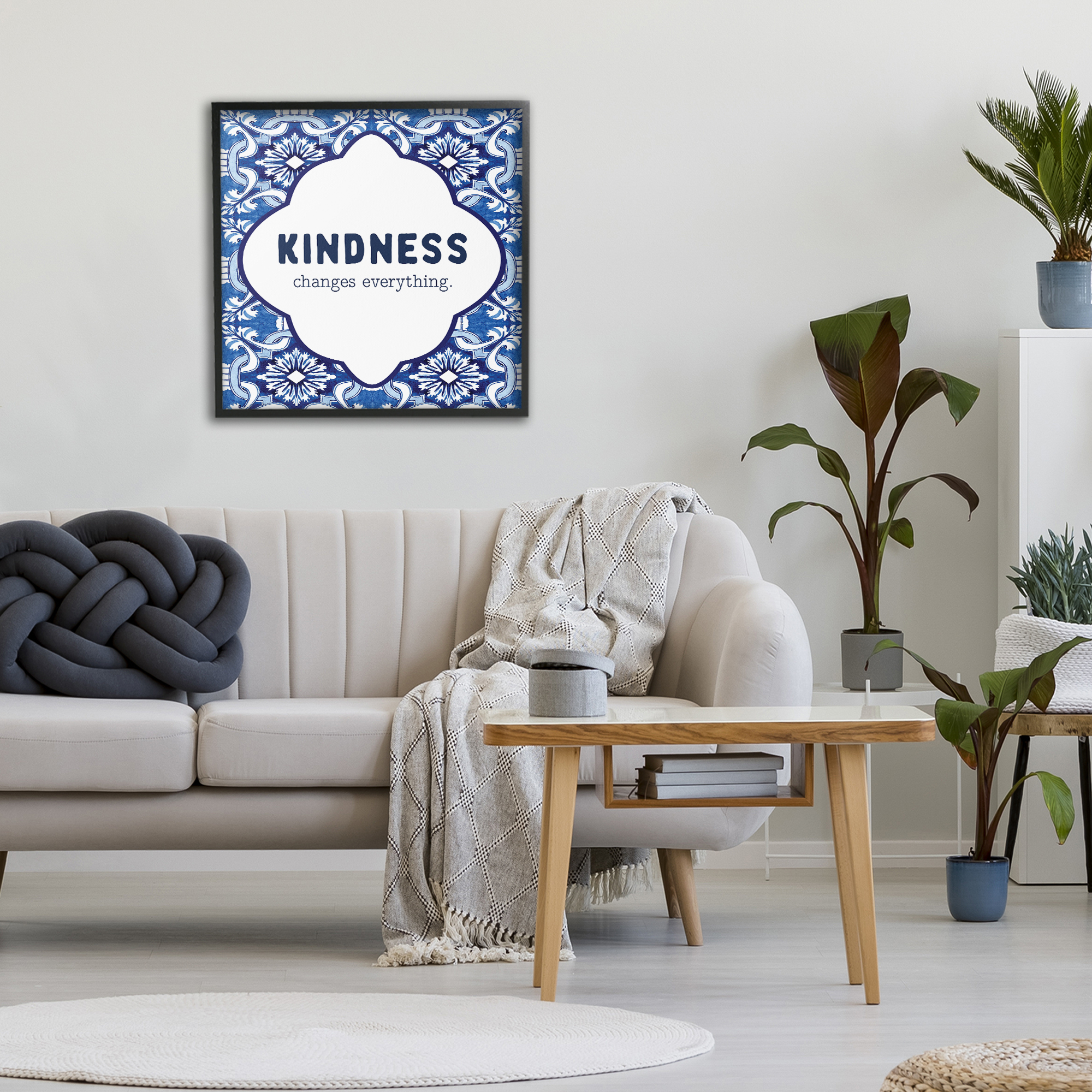 Patterned Kindness Changes Everything Black Framed Giclee Art, design by Lettered and Lined