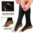thumbnail image 3 of 2 Pairs Open Toe Zipper Medical Sport Copper Compression Socks With Anti-slip Silicone for Women & Men Circulation 15-20 mmhg is Best Support for Athletic Running Cycling, Nursing, Travel, 3 of 6