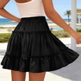 thumbnail image 5 of DHFJKG Womens Layered Ruffle Hem Mini Skirt High Waisted Flowy A-Line Party Summer Casual Tiered Skirt Beach Versatile Skirt, 5 of 5