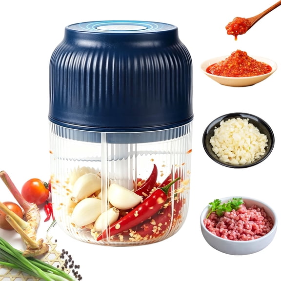Household Electric Garlic Crusher,6-Blade Electric Garlic Chopper,350ml Mini Electric Food Chopper With Lid, One-Touch Food Processor for Onion, Ginger, Chili, Herbs, Nuts