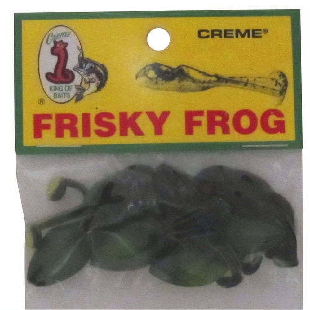 (6 pack) Creme Frisky Frog Lure, Black & Chartreuse, 7 Count