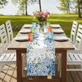 thumbnail image 4 of Blue Flower 120 Inch Table Runner, Sage Green Eucalyptus Leaves Farm Plant Farmhouse Dresser Scarf Cotton & Linen Tablerunner for Dining/Kitchen Island/Holiday Party Décor 13" x 120", 4 of 9