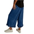 thumbnail image 6 of FNFYFH Cropped Jeans for Women Ruffle Hem Jean Pants Denim Wide Leg Capri Pants with Pockets, 6 of 7