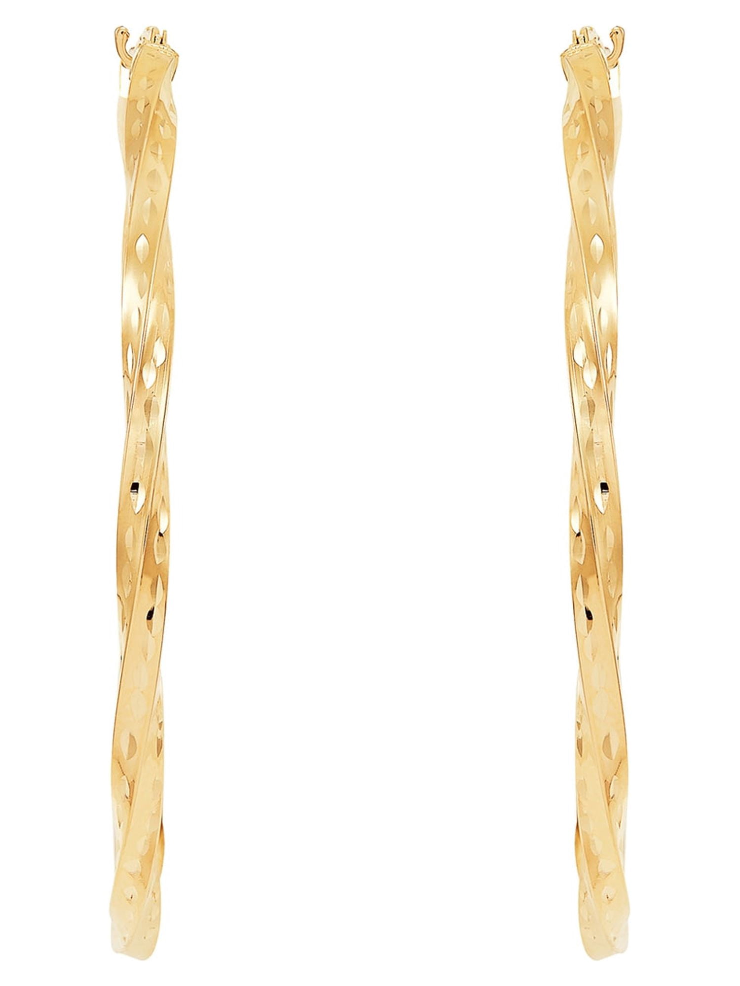 Brilliance Fine Jewelry 10K Yellow Gold Hollow Round Twist Hoop Earrings