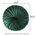 thumbnail image 5 of HIG Set of 2 Pumpkin Pleated Round Throw Pillows, Soft Velvet, Emerald, 14.5" Diameter, 5 of 6
