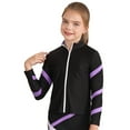 thumbnail image 4 of Hansber Girls Ice Skating Costume Dance Jacket Kids Sports Zip Up Coat Long Sleeve Yoga Pullover Tops Light Purple 10, 4 of 7