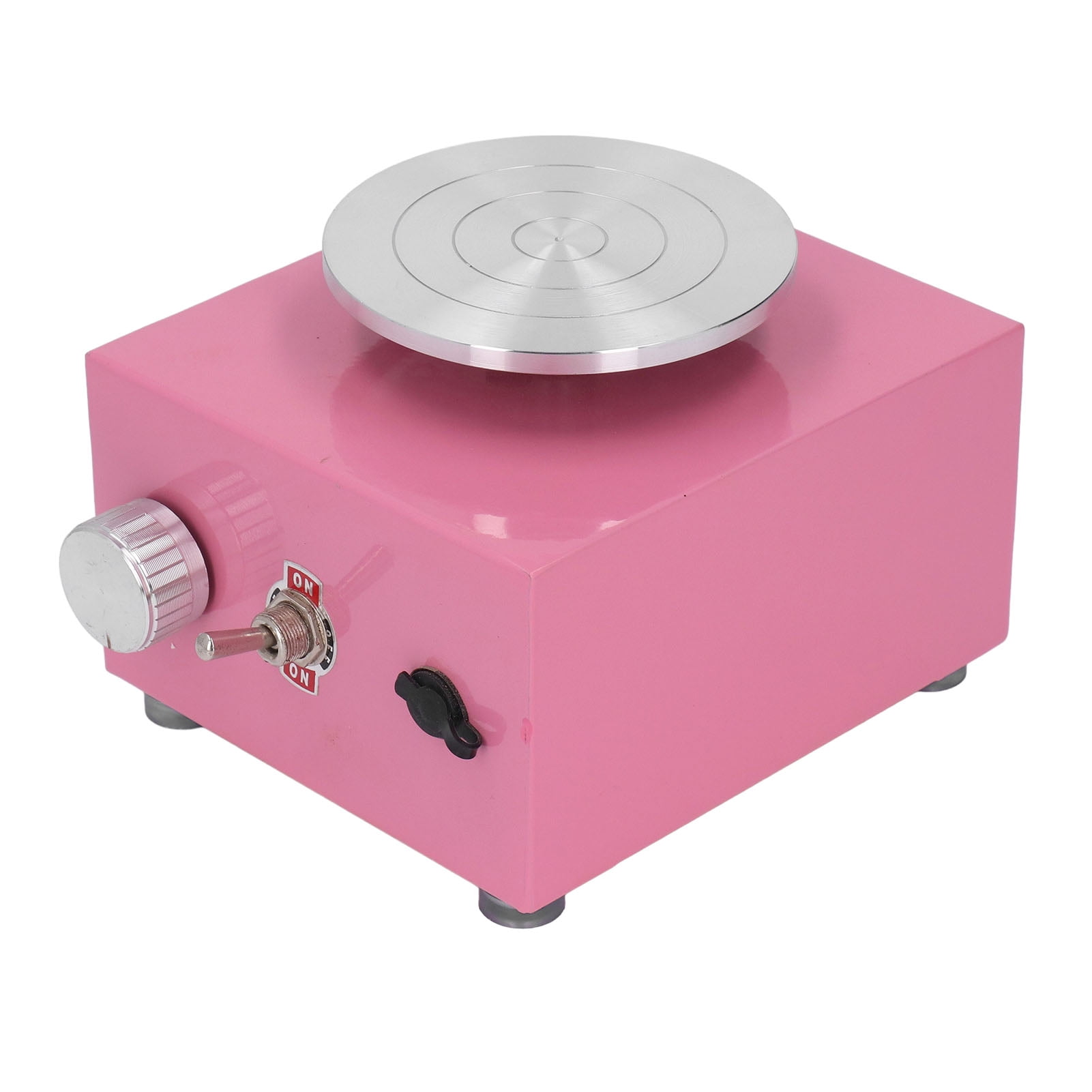 BIMZUC Mini Pottery Wheel Vivid Pink Stable Turntable Compact Size Basin Style for Kids Crafting Parent-Child Activities 100-240V EU Plug Detachable Washable Basin Clay Sculpting Tools Included