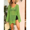thumbnail image 4 of Womens Beach Crochet Tops Long Sleeves Bikini Swim Coverups Loose Fit Swimwear Dress, 4 of 5