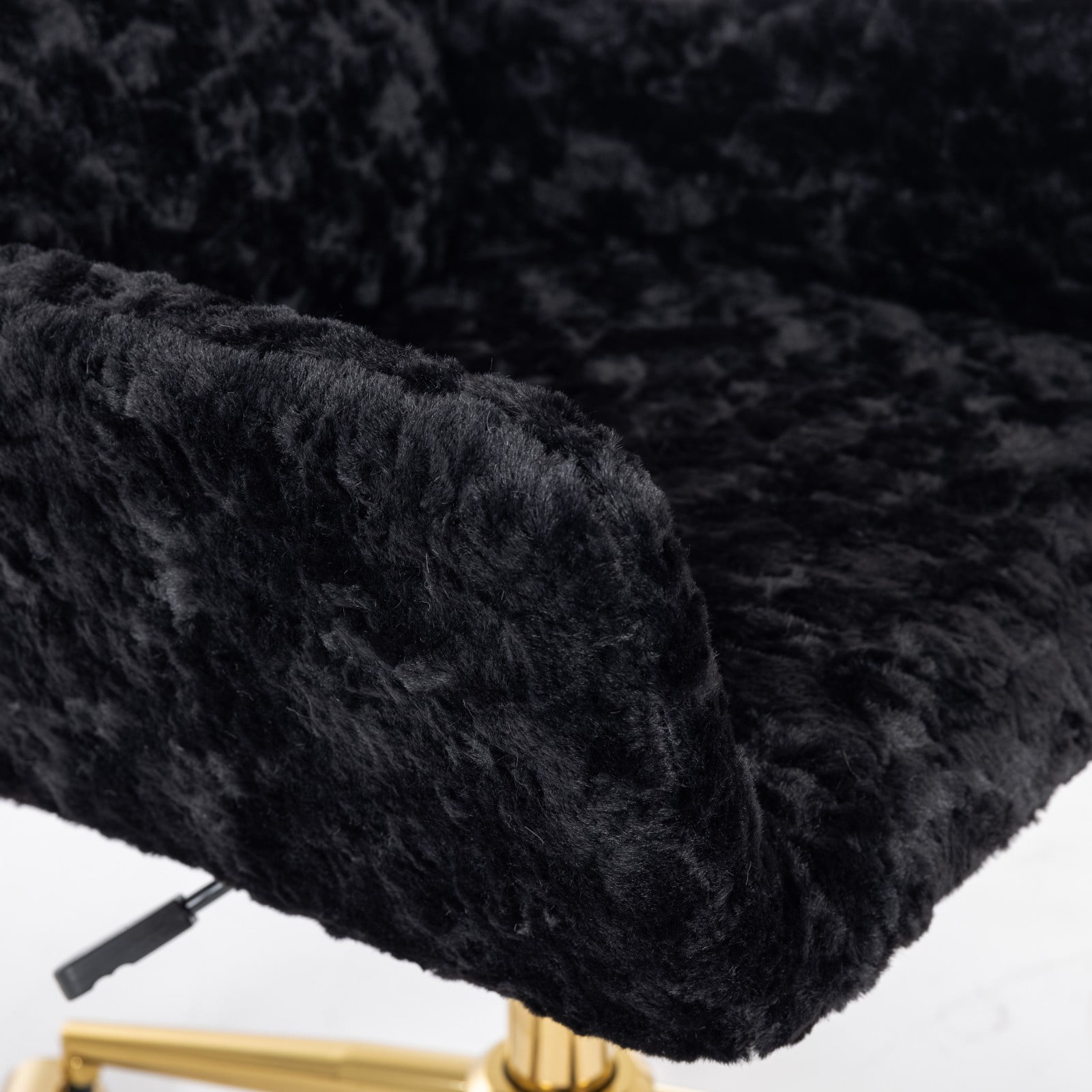 PAPROOS Office Chair, Velvet Upholstered Tufted Button Home Office Chair with Golden Metal Base, Adjustable Height, Swivel Ergonomic Task Chair, Luxury Desk Chair Computer Chair, Black