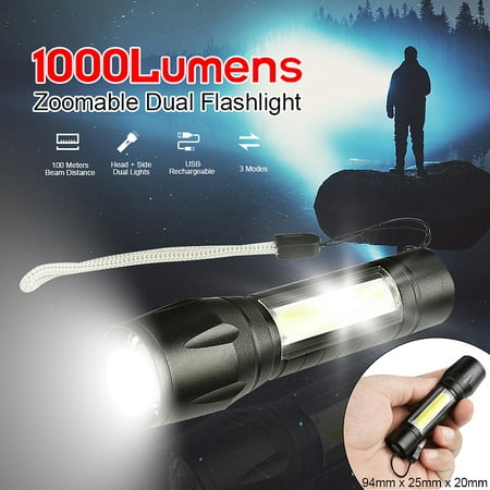 XANES 1517B XPE + COB 1000 Lumens 3 Modes Brightness USB Tactical EDC LED