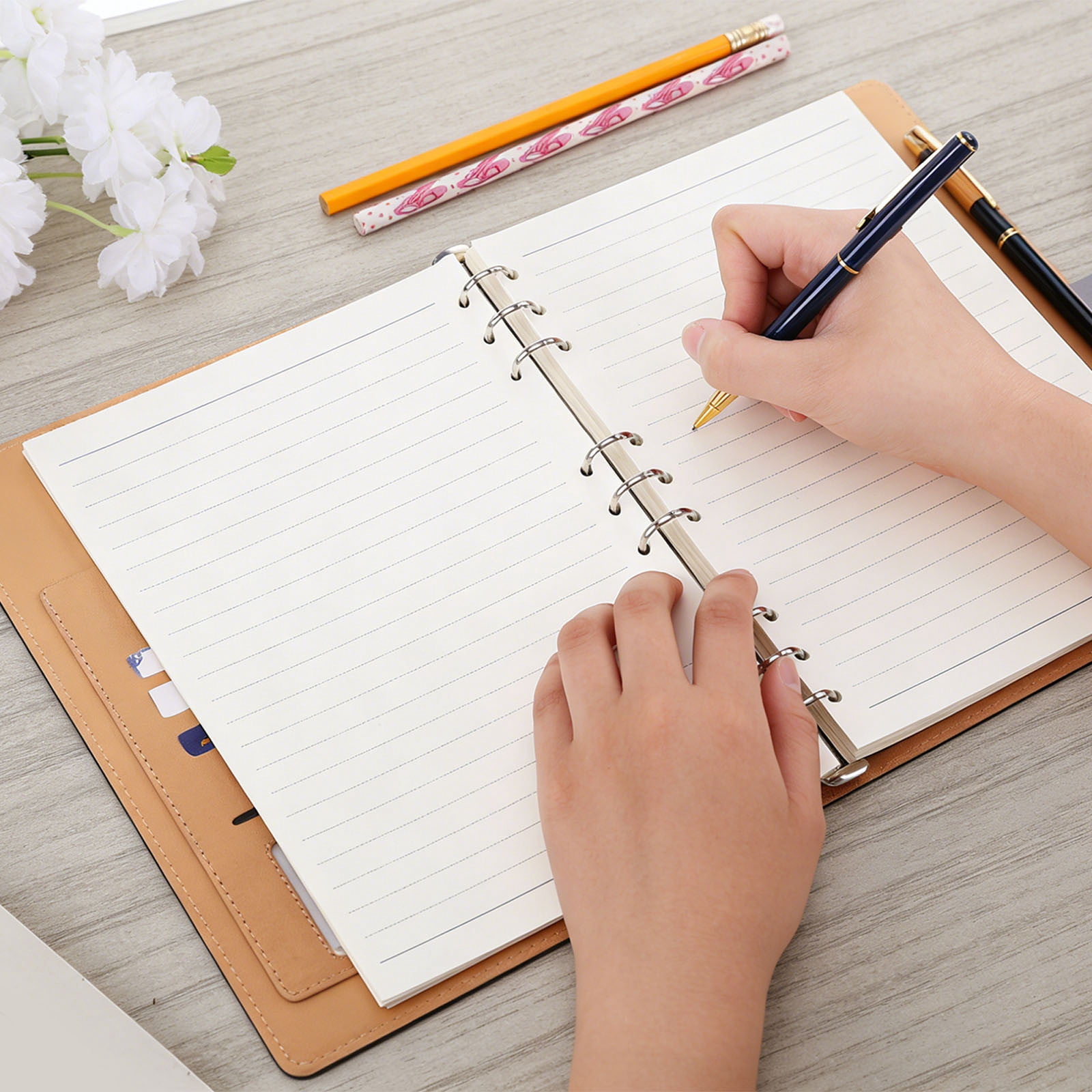 UJMNHYGT Loose Leaf Paper 45 Sheets Wide Ruled 7.09x10.24 Inch, Bulk Office Filler Sheets 9 Hole Punched, Wide Ruled Notebook Paper for 9 Ring Binder