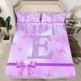 thumbnail image 2 of Manfei Personalized Initial Letter E Girl 4-Piece Full Size Sheets,Flying Butterfly Bed Sheets,Dreamy Princess Lightweight Sheet Sets,Bling Glitter Room Decor, 2 of 7
