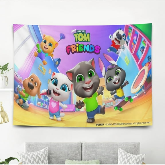 Tapestry for Talking Tom wall hanging Bedroom Dorm Funny Poster Backgrounds Banner Party Wall Art Decorations Kids Girls Teens Gifts 40×60 inch