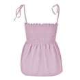 thumbnail image 4 of HCYSFG Ruffle Smocked Tank Tops for Women Summer Square Neck Sleeveless Tops Tie Shoulder Spaghetti Strap Blouse Peplum Cami Shirts, 4 of 5