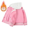 thumbnail image 4 of UDAUDU Kids Girls Boys Varsity Hoodie Jackets Baseball Jacket Button Down Lightweight Bomber Fall Winter Coat School Outwear with Pocket Hot Pink 1-2 Years, 4 of 6