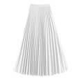 thumbnail image 2 of Joernso Women Midi Skirt Elastic High Waist Satin Pleated Skirt Solid Color Long Skirt Work Leisure Daily Wear, 2 of 8