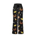 thumbnail image 2 of Women's Halloween Pumpkin Print Lounge Pants, Comfortable Drawstring Waist Pajama Bottoms, Fall Sleepwear, 2 of 5