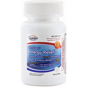 Camber Loratadine 10mg Allergy Pills, Antihistamine 24 Hour, Non Drowsy Allergy Relief (300 Tablets)