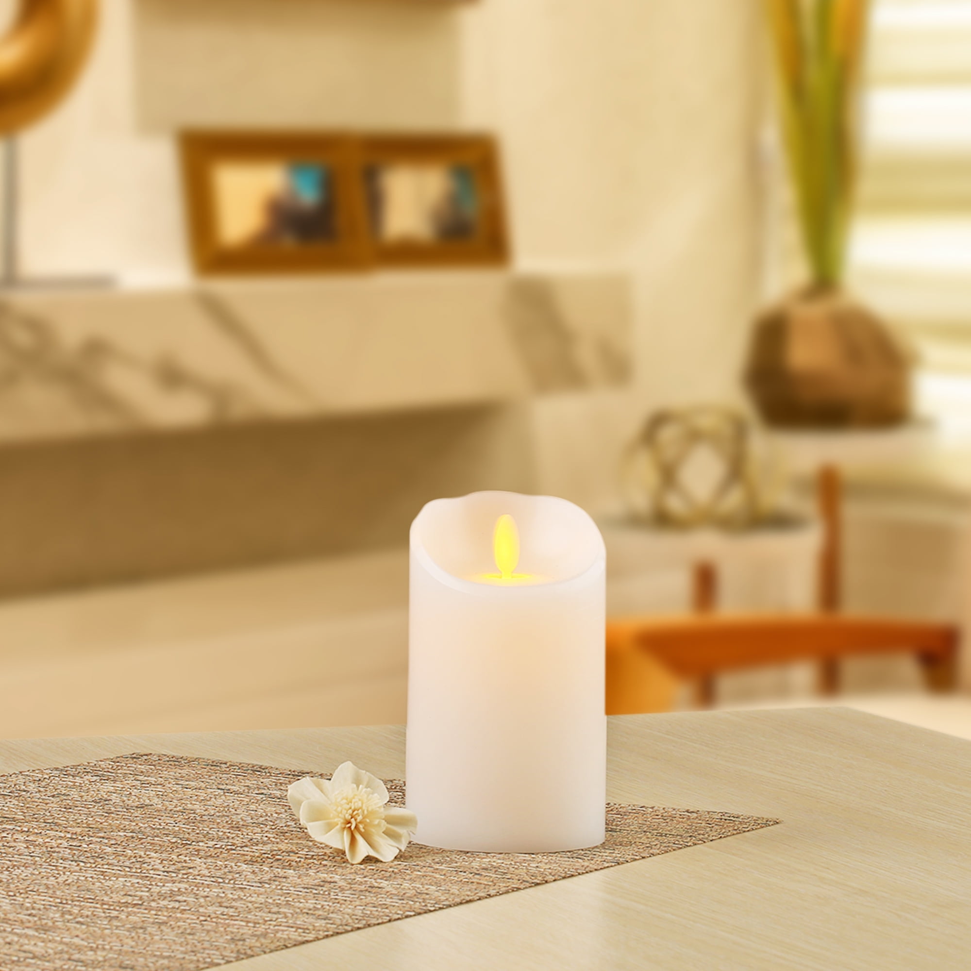 Mainstays Flame-less LED Wax Pillar Candles 3-Pack Optional 5 Hour Timer 