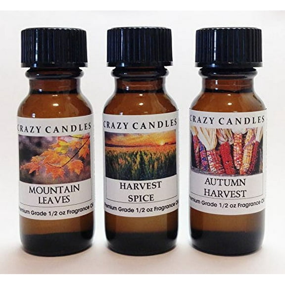 3 Bottles Set, 1 Mountain Leaves, 1 Harvest Spice, 1 Autumn Harvest 1/2 Fl Oz Each 15ml Premium Grade Scented Fragrance Oils B