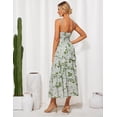 thumbnail image 3 of Vestido largo GRACE KARIN elegante con estampado floral escalonado en gasa verde, 3 of 4
