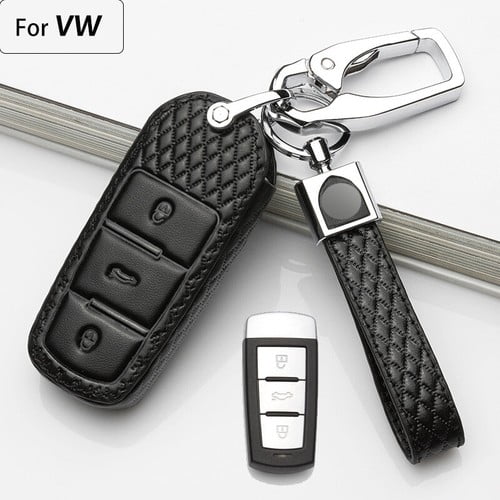 Car Key Fob Cover Case Protector Leather Car Smart Remote Key Fob Case Cover For Volkswagen/ VW /Passat CC B6 B7