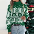 thumbnail image 5 of Odbmxy Long Sleeve Womens Christmas Tops Sweater Women Turtleneck Green Holiday Pullover Loose Sweaters, 5 of 9