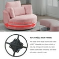 thumbnail image 4 of Swivel Barrel Chair, Oversized Swivel Chair with Moon Storage Ottoman Modern Upholstered Accent Chair, Round Swivel Barrel Chair with 4 Pillows Leisure Sofa Chair Lounger Armchair for Living RooPink, 4 of 8