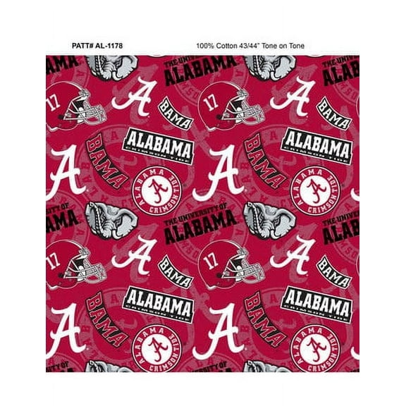 Fabrique Innovations 43" Cotton Tone on Tone NCAA Sewing & Craft Fabric 10 yd By The Yard, Red