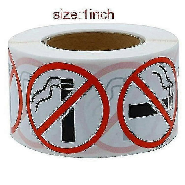500pcs/roll No Smoking Logo Sign Restaurant Bus Shop Round Warning Stickers