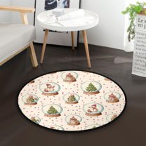 36.2 Inch Round Floor Mat Snow Globe Pattern Carpet Decor Rug for Living Room Bedroom