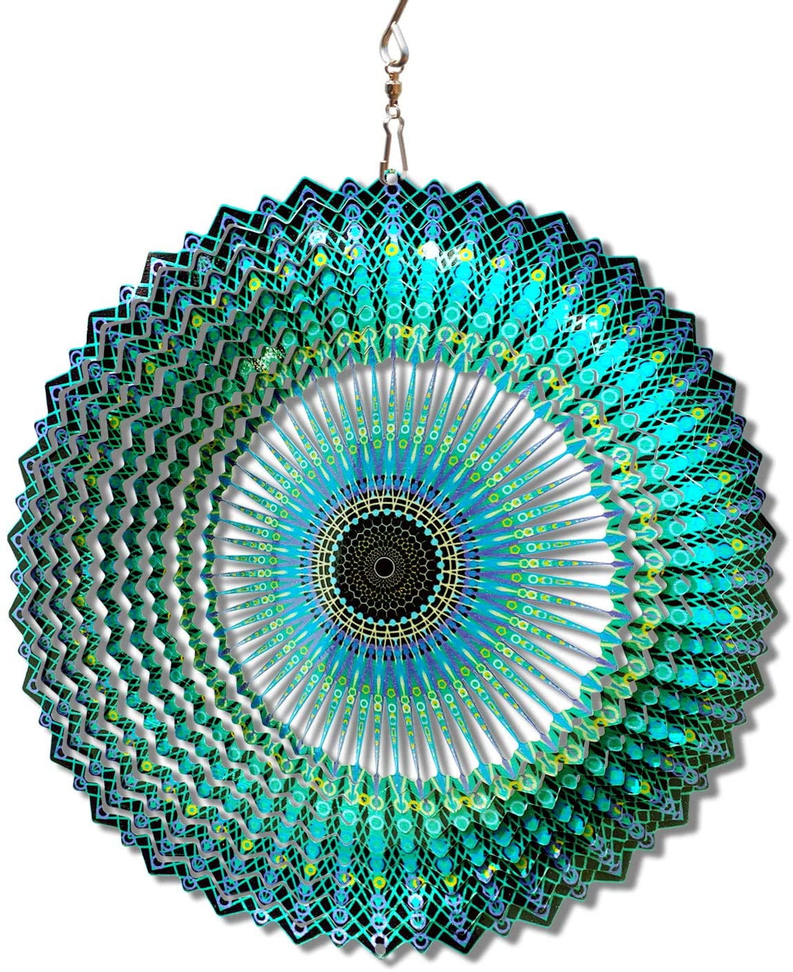 FONMY 3D Stainless Steel Wind Spinner 12 inch Multi Color Starry Sky