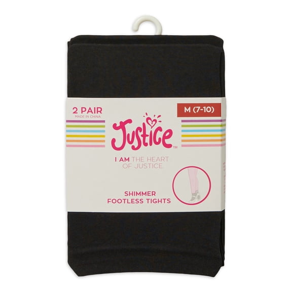 2 Pair Justice Shimmer Footless Tights