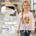 thumbnail image 6 of Xixirimido Cute Axolotl & Capybara Pink Pattern Girls Long Sleeve Shirts Casual T-shirt Loose Fit Tunic Tops Crewneck Tie-hem Blouse Tees for Fall Winter, Size 9-10, 6 of 7
